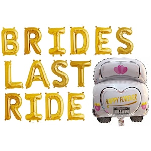 Custom BRIDES LAST RIDE 16&quot; letter balloons White Cab Balloon Xl Bach Nash Bash Banner Bachelorette Party Gold Silver Decor Bridal Shower