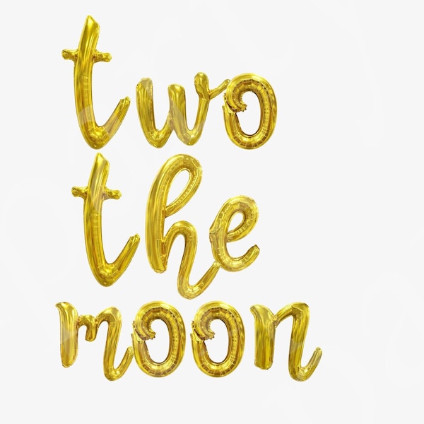 Two The Moon Balloon Banner two second Birthday Script Letter Balloons Cursive outer space Party Shoot for the Stars Little Stars 2 2nd
