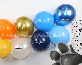 Ramo de globos inspirado en perros, guirnalda de globos azules y naranjas, globos de fiesta de cumpleaños para perros, globo naranja, fiesta de perros azules