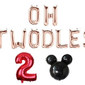 TWODLES 16" balloons banner second birthday decor, 2 years old, 2nd birthday