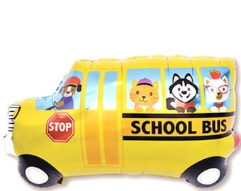 XL School Bus balloon helium floated, school bus balloons wheels on the bus decor decorations