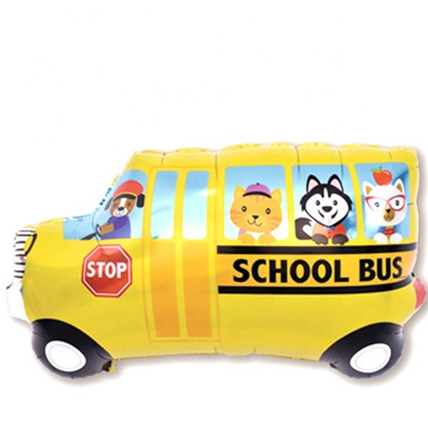 XL School Bus balloon helium floated, school bus balloons wheels on the bus decor decorations