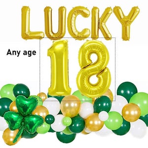 Sorte qualquer idade Dia de São Patrício Festa de Aniversário Decoração de Aniversário de São Patrício Balão Guirlanda Decorações Balões de Bday 18 21 30 40 50 1 7 Banners