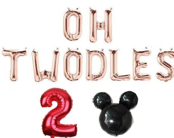 TWODLES 16" balloons banner second birthday decor, 2 years old, 2nd birthday