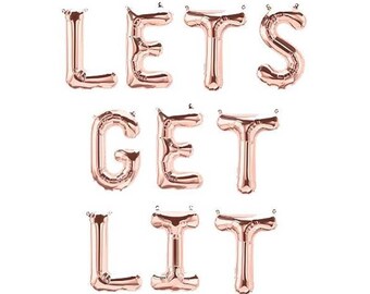 Cyber sale LETS GET LIT 16" letter balloons banner It's Its Lit Af Balloon Letters Get Lit Christmas New Year Hanukkah Decor Bridal Party