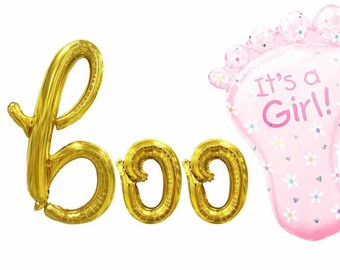 Boo Gender reveal Balloons Its a Girl Halloween Baby Shower Boo Baby shower Banner Diaper raffle Party Decor Our Little Girls Fall Pregnancy