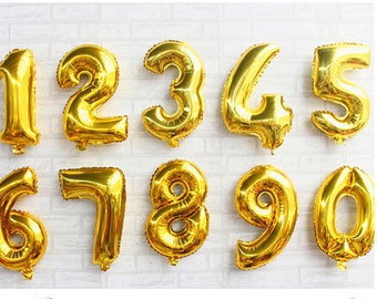 gold number party balloon