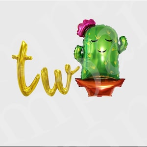 Two Cactus Balloons Seniorita Second Birthday Banner Fiesta 2nd Birthday Party Decor 2nd Is two cactus Balloons Birth