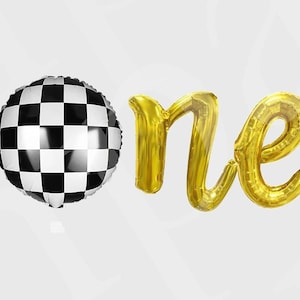 One racing checkers Balloon Banner Race Car first Birthday Fast 1st Birthday Party Decoration Balloon 1st Fast One Birthday Party