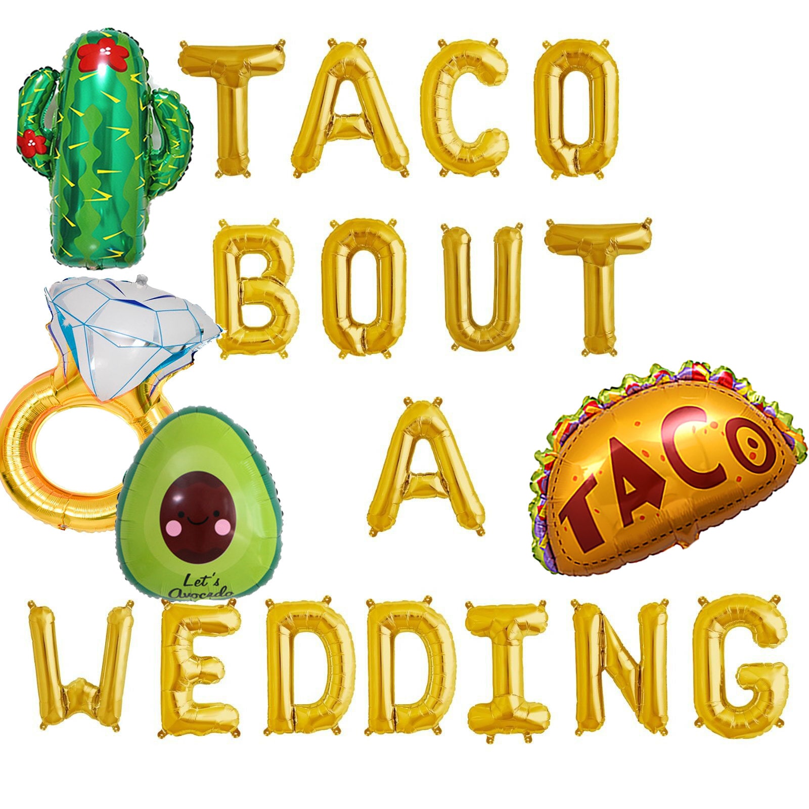 TACO BOUT A WEDDING Banner Adios Balloon Large Cactus Funny Bachelorette Party Mexico Bridal shower 16 Letter Balloons