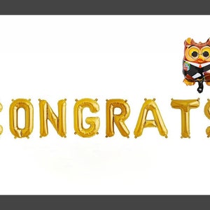 16&quot; Congrats 9 colors balloon in Silver Gold Rose Gold, Graduation Balloons, Class of 2024 Banner, Grad balloon Party Decor Prop 2024
