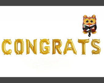 16" Congrats 9 colors balloon in Silver Gold Rose Gold, Graduation Balloons, Class of 2026 Banner, Grad balloon Party Decor Prop 2026