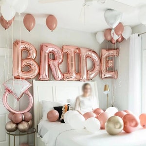 40 inches XL Jumbo BRIDE Rose Gold Foil Balloons Wedding Suite Engagement Giant Letter Set Bachelorette Party Favor Decoration Bridal Shower