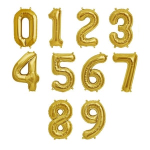 Cyber sale 16 inch & 32 inch Gold Number Balloon Air Filled 16&quot; / 32&quot; Mylar Number Balloons Banners Baby Shower Anniversary Birthday Party