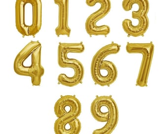 Cyber sale 16 inch & 32 inch Gold Number Balloon Air Filled 16&quot; / 32&quot; Mylar Number Balloons Banners Baby Shower Anniversary Birthday Party