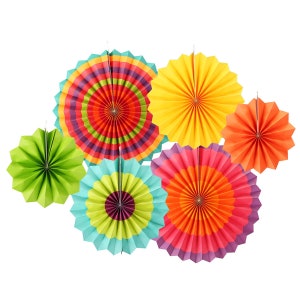 Cyber sale Colorful Fiesta Hanging Fans Let's Fiesta Pinwheel Fan Final Fiesta Paper Fans First Party Paper Taco Bout Rosette Backdrop