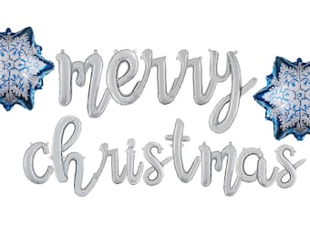 Cyber sale MERRY CHRISTMAS cursive letter balloons script balloon Decorations Merry Xmas banner Holiday Banner Christmas Garland Christmas