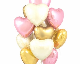 18 inch 6/12 stuks ballonboeket gigantische roze hart ster gouden ballonnen witte sterren verjaardag douche partij decor winter bachelorette Valentijn