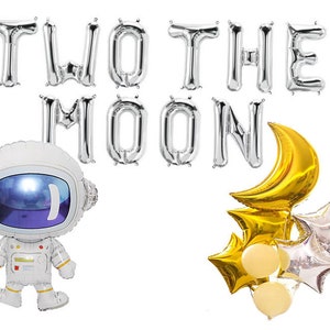 9 colors Two The Moon banner letter balloons Second Birthday Baby Shower Kids Birthday Love You To the Moon Under the Stars Astronaut