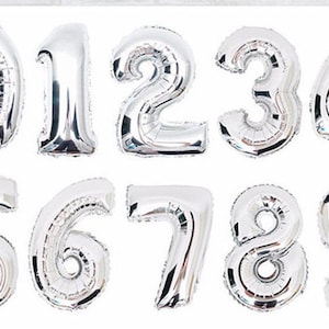 Cyber Verkauf Zoll & 32 Zoll Silber Zahlenballons Luft gefüllt, 16 &quot;/ 32&quot; Mylar Zahlenballons Banner Baby Shower Jubiläum Geburtstagsparty