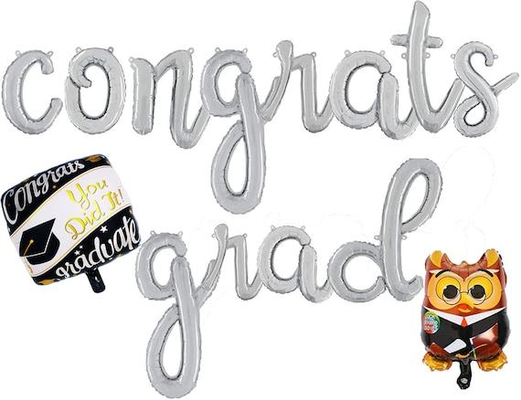 Abschluss-Banner 'Congrats Grad' – 183 X 112 Cm, Blau/orange, Mit Aufhängebändern