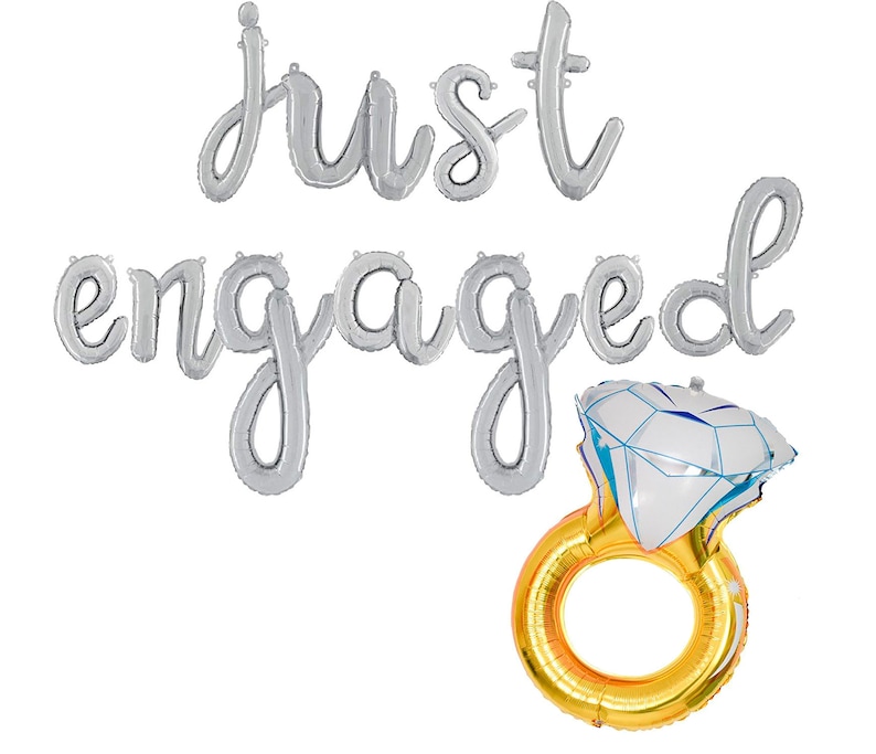 Just Engaged Cursive Letter Balloons Engaged AF Banner Script Etsy UK