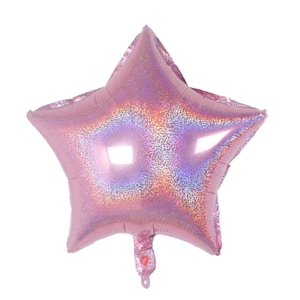 18&quot; PINK Laser Star Balloon Mylar 18 inches PINK Holographic Star Balloons Helium Wedding Birthday Bridal Baby Shower Party Fun Decorations