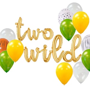 TWO Wild balloons banner decorations 2nd birthday balloon garland party decoration script cursive safari Two Wild Second Bday Jungle Theme