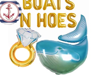 BOATS N HOES Letter Balloons Banner Nautical Bride to Be Balloon Sea Decor Sign Bridal Shower Bachelorette Party Banners Im on a Boat anchor