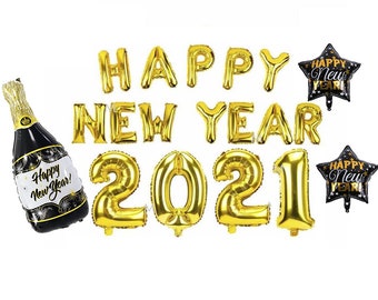 Cyber sale Happy New Year Banner New Years Eve Decorations New Years Eve Party |New Years Eve Banner | NYE 2026 Sign Rose Gold Silver