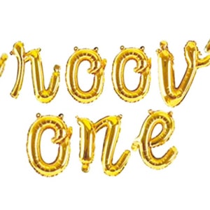 Groovy ONE Cursive Balloon Banner Groovy Birthday Groovy one Script 1 1st Groovy Party Groovy Party Supplies Retro Birthday Party Daisy