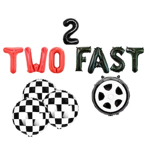 8 colors of Two Fast Balloons Banner RACE CAR Birthday 2nd Birthday Party Decoration Balloon two Birthday Party Checkered Balloon second 2