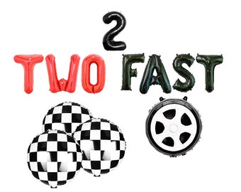 8 colors of Two Fast Balloons Banner RACE CAR Birthday 2nd Birthday Party Decoration Balloon two Birthday Party Checkered Balloon second 2
