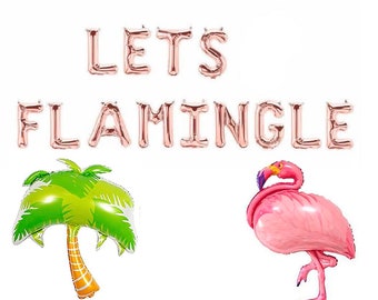 LET'S FLAMINGLE Flamingo Geburtstagsparty Lets Flamingle Banner Bachelorette Dekoration Braut zu sein Banner Strand Nautik Bach
