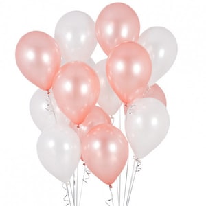 11" 6/12pcs ROSE GOLD Balloon Bouquet - Mix of 8 Latex Balloons in Rose Gold and white Balloons - Rose Gold Balloons, white Balloons