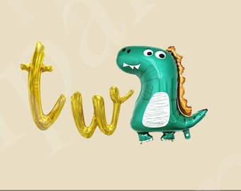 Två dinosaurieballongbanderoll dinosaurie andra födelsedag Ballonger 2-årsdag dinosauriefödelsedag dinosauriefödelsedag, dinosaurie 2:a dinosauriefödelsedag