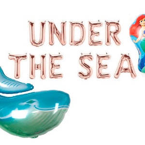 Under the Sea letter balloons Mermaid party under sea party decorations banner garland birthday little mermaid balloon shower Ariel Theme
