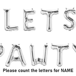 Lets Pawty Balloons Dog Puppy Birthday Party Decoration Puppy Birthday any Name Decoration Balloon Paw patrol Birthday 16&quot; letter Balloons