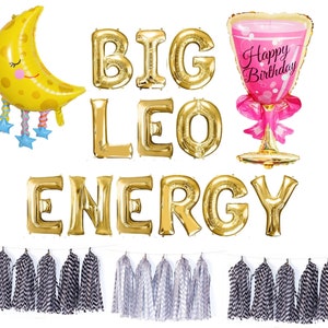BIG LEO ENERGY 21st Birthday Decorations, Big Leo Energy Balloon Banner Birthday Party Decorations Zodiac Decor, 25th, 30th, 18th