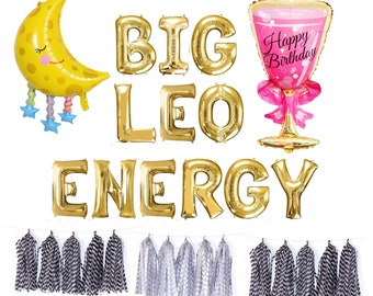 BIG LEO ENERGY 21st Birthday Decorations, Big Leo Energy Balloon Banner Birthday Party Decorations Zodiac Decor, 25th, 30th, 18th