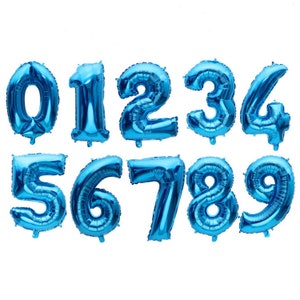 32 inch BLUE Number Balloons Air Filled  32&quot; Mylar Number 1 2 3 4 5 6 7 16 21 Balloon Baby Shower Anniversary Happy Birthday Party banner