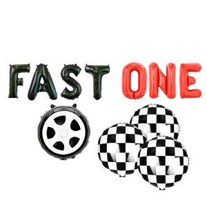 8 colors of Fast One Balloons Banner RACE CAR Birthday 1st Party Decoration Balloon 1st Fast One Birthday Party Checkered Balloon First one