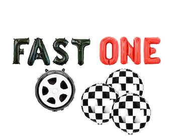 8 kleuren Fast One Ballonnen Banner RACE CAR Verjaardag 1e Feestdecoratie Ballon 1e Fast One Verjaardagsfeestje Geruite Ballon Eerste