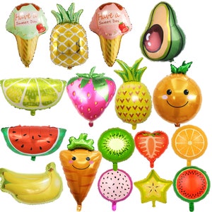 Fruits Balloons Birthday Decorations Banner Fruity Balloon Fruit Ice cream Veggies Sign Sweets Watermelon Berry Orange Kiwi Orange Banana