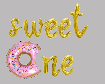 Sweet one 1st Birthday Balloon Banner Sweet One Donut sweet one Balloons Cursive letters One sweet birthday garland first birthday girl