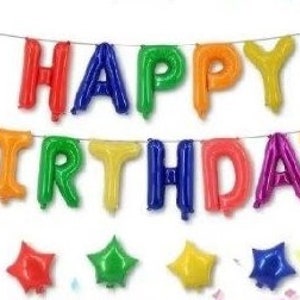 Feliz Aniversário CARTA banner Balões foil 16" Decoração de Festa Balão ARCO-ÍRIS Air Fill Feliz Aniversário Multicolorido