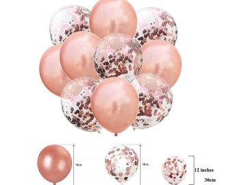 Giant 18 inch 18" Confetti balloon rose gold Bouquet party Latex Party balloons Rose gold White party balloon bundle Birthday decor