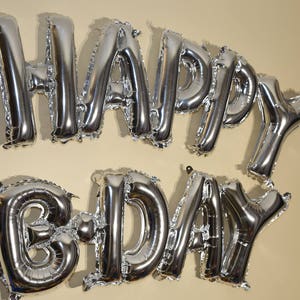 Happy Birthday Gold Silver script balloons / birthday script balloons/ gold Silver balloons / script happy birthday balloon balloon winter