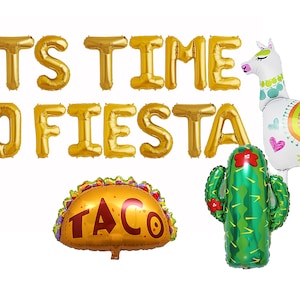 ES HORA de Fiesta Globos de letras de 16" Banner Fiesta Decoraciones Fiesta Mexicana Fiesta de Cumpleaños Cinco De Mayo Taco Llama Signo Oro Rosa