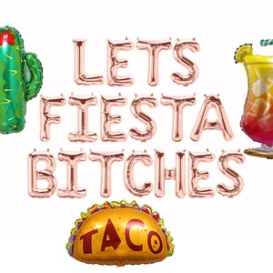 Venta cibernética LETS FIESTA BITCHES 16" globos de letras Banner Decoraciones Fiesta Mexicana Fiesta de Cumpleaños Cinco De Mayo Taco Tequila Signo Oro